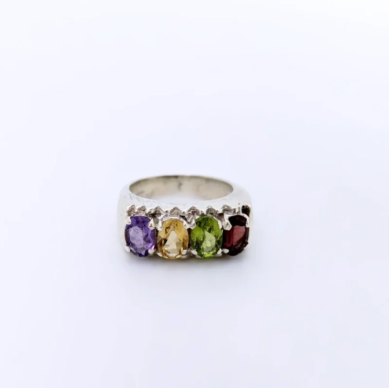 Multicolor Natural Topaz Stone Ring