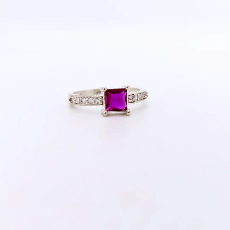 Zircon Ruby Stone Silver Ring