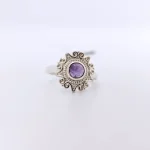 Solid Amethyst Silver Ring