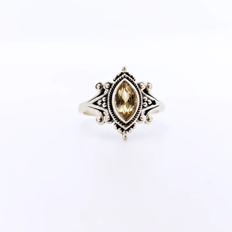 Yellow Topaz Silver Ring