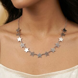 925 silver star frosting necklace
