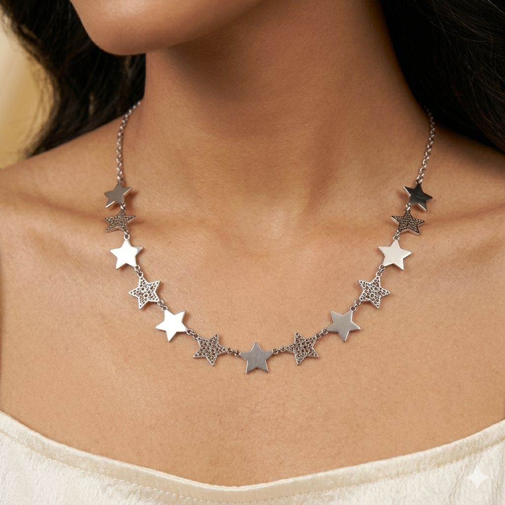 1000208189 925 silver star frosting necklace
