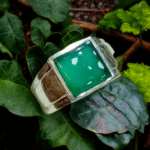 Green Aqeeq Plain Silver Ring
