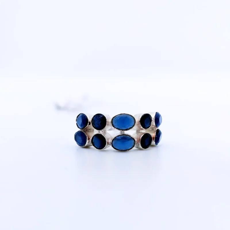 Sapphire half eternity band ring