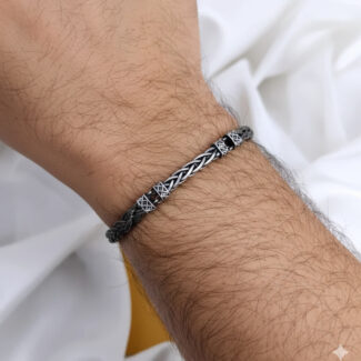 Braided antique silver bracelet