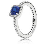square blue zircon silver ring