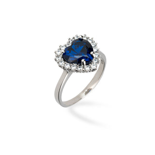 blue love silver ring