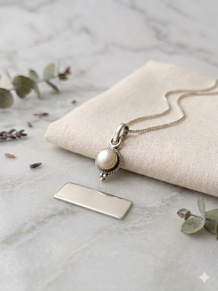 1000208181 Round real pearl silver pendent