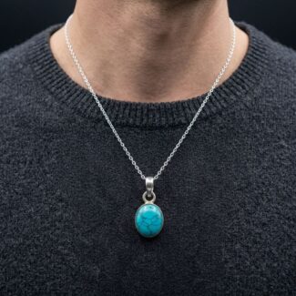firoza stone silver pendent