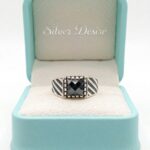 Italian Silver Black Zircon Stone Ring