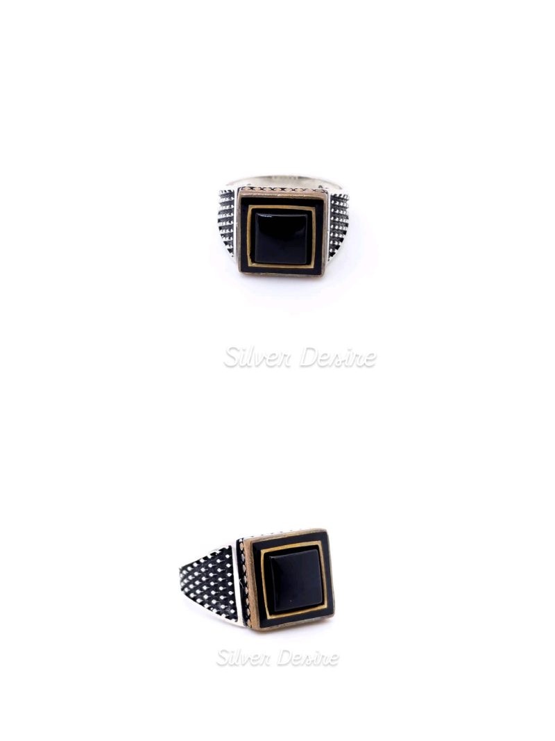 Turkey Square Black Aqeeq Ring