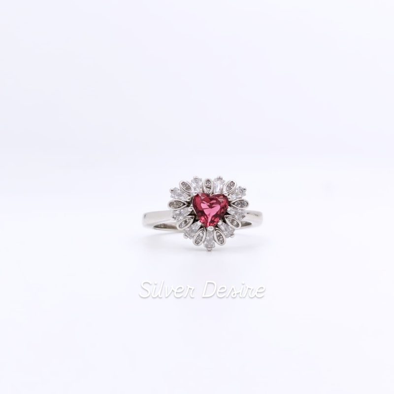 designer ruby silver ring