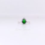 Teardrop green silver ring