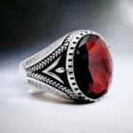 Antique Silver Garnet Stone Ring