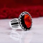 Red Zircon Italian Silver Ring
