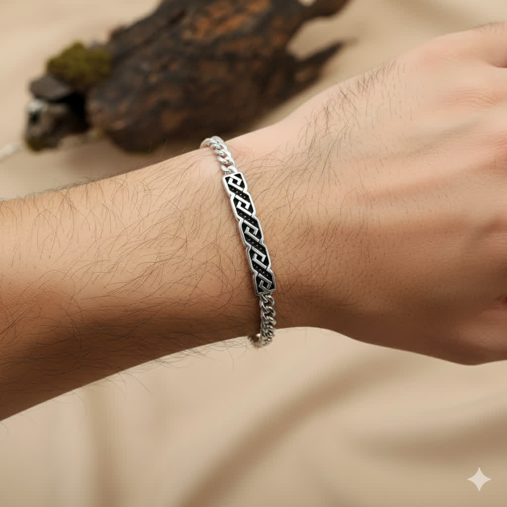 1000044790 Turkey Black Zircon Silver Bracelet