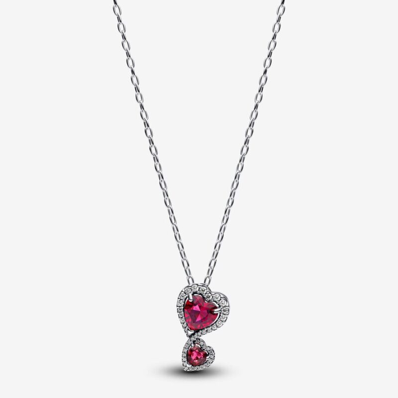 Ruby stone Double love pendant