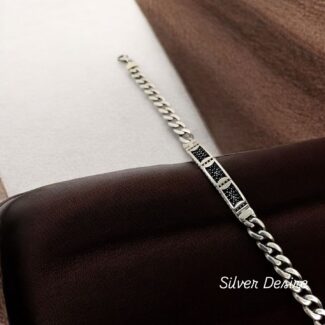 Black Zircon Antique Silver Bracelet