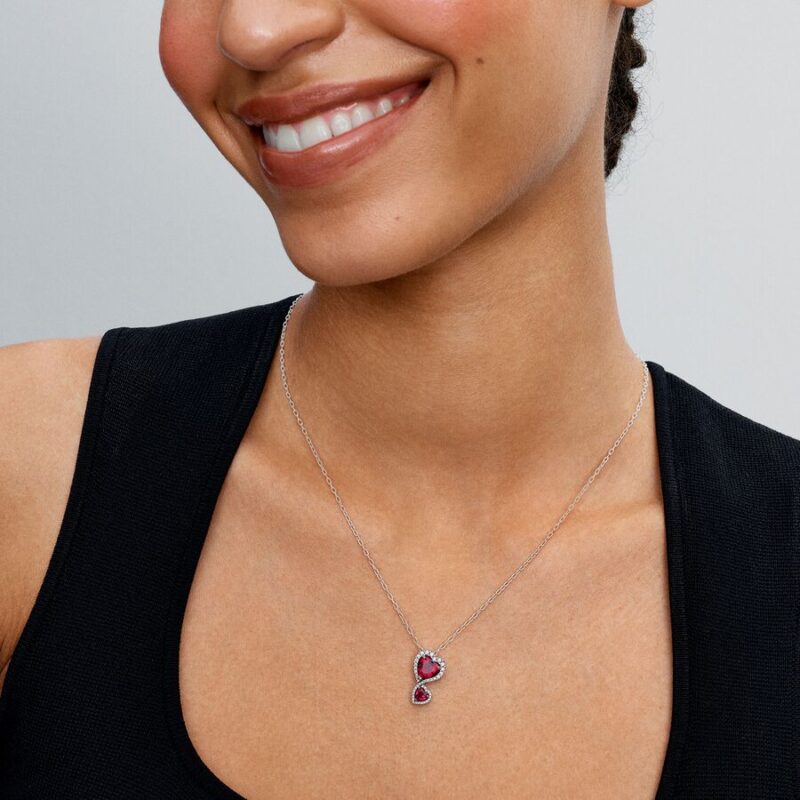Ruby stone Double love pendant