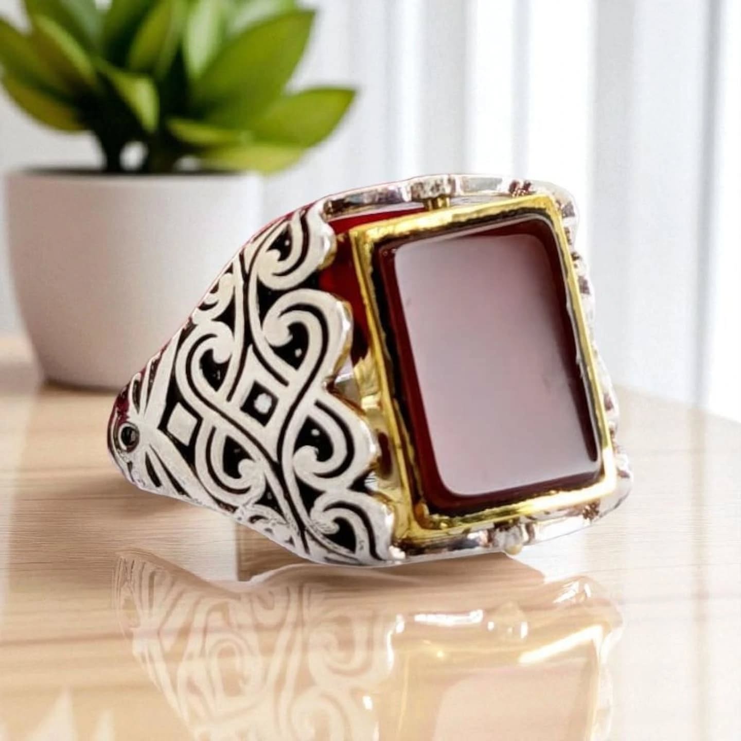 539310207_17910123846195786_3479578841349887918_n Aqeeq Red & Green Dual Stone Ring