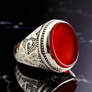 Yemeni Aqeeq Crafted Silver Ring