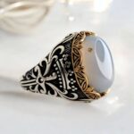 Natural aqeeq stone ring