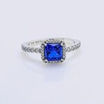 square blue zircon silver ring