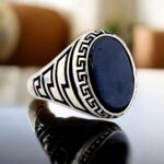 Ottoman Black Aqeeq Stone Silver Ring
