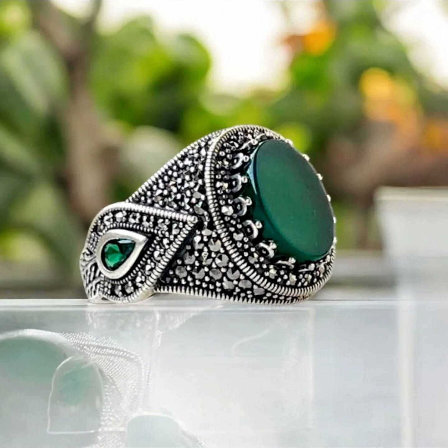 562111914_17915101092195786_4572868002066204679_n Green Aqeeq Stone Ring