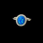 Big blue opal silver ring