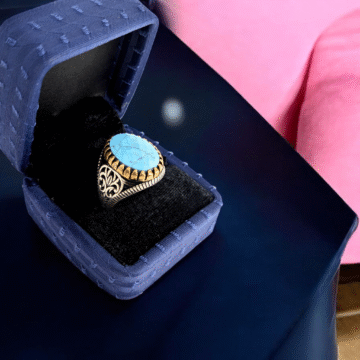 Feroza stone silver ring