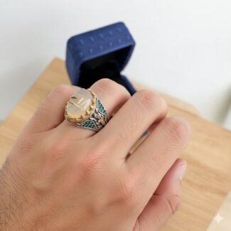 Aqeeq stone sword ring