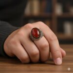Red aqeeq stone ring