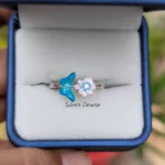 blue butterfly flower ring