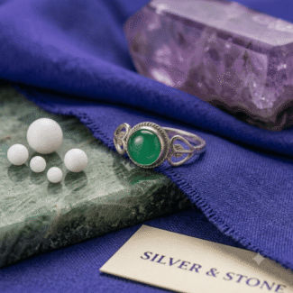 Green round Aqeeq ring