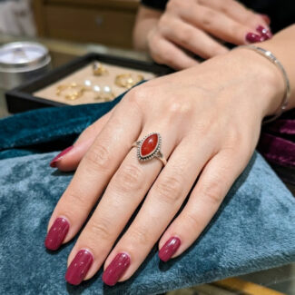 925 Red Aqeeq ring