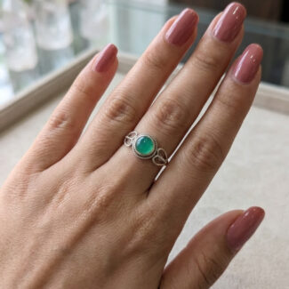 Green round Aqeeq ring
