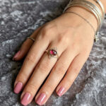 raw garnet silver ring