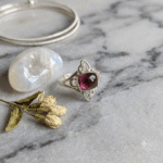 Raw Garnet Silver Ring