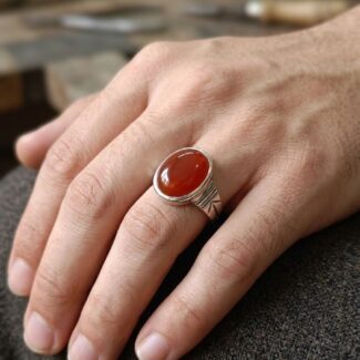 red aqeeq ring