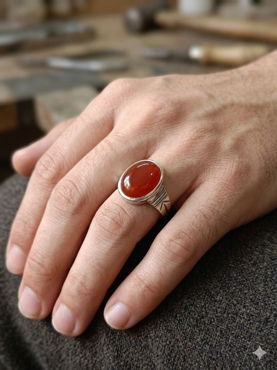 Red Aqeeq Ring