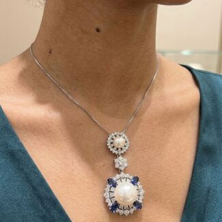 Sea pearl zircon pendent