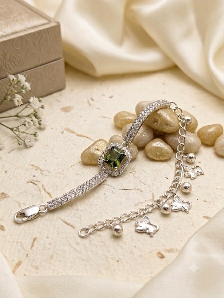1783841042491.png Green Zircon Stone Silver Bracelet