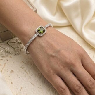 Green Zircon Stone Silver Bracelet