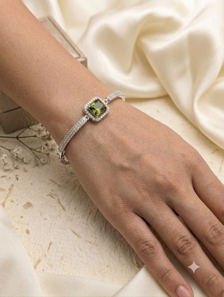 1783842799563.png Green Zircon Stone Silver Bracelet