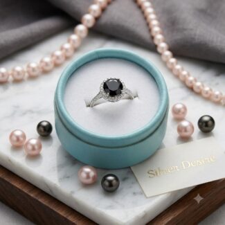 Black Zircon Silver Ring