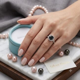 Black Zircon Silver Ring