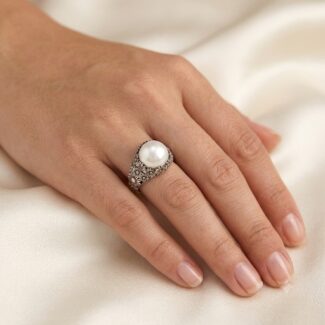 Big Size Real Pearl Silver Ring