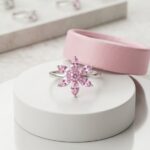 Pink flower zircon ring