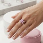 Pink flower zircon ring